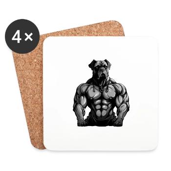 Gymnase d’entraînement des muscles du chien - Dessous de verre (lot de 4) - blanc - Devant