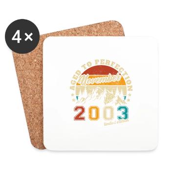 Cadeau D'anniversaire Vintage né en Novembre 2003 - Dessous de verre (lot de 4) - blanc - Devant