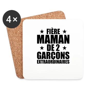 Fière Maman de 2 Garçons Extraordinaire - Cadeau - Dessous de verre (lot de 4) - blanc - Devant