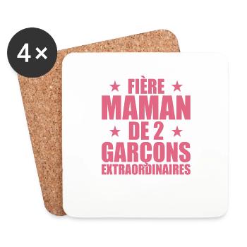 Fière Maman de 2 Garçons Extraordinaire - Cadeau - Dessous de verre (lot de 4) - blanc - Devant