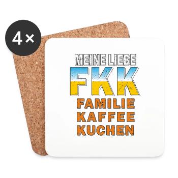 FKK FAMILIE KAFFEE KUCHEN GRUNGE - Untersetzer (4er-Set) - Weiß - Vorne