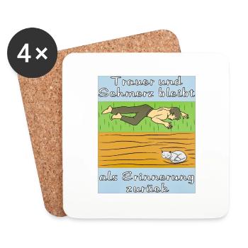 MENSCH TRAURIG KATZE - Untersetzer (4er-Set) - Weiß - Vorne