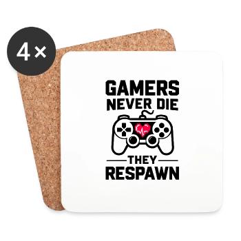 Gamer sterben nie, sie respawnen - Untersetzer (4er-Set) - Weiß - Vorne