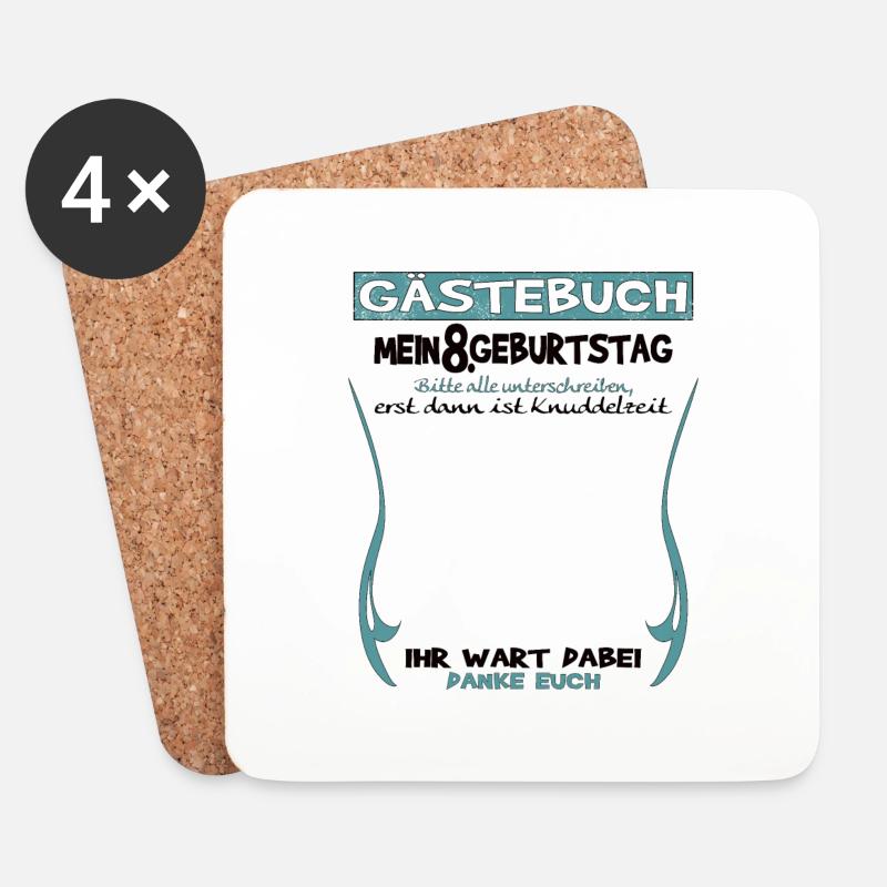 8. Geburtstag Junge & Mädchen Gästebuch - Untersetzer (4er-Set) - Weiß