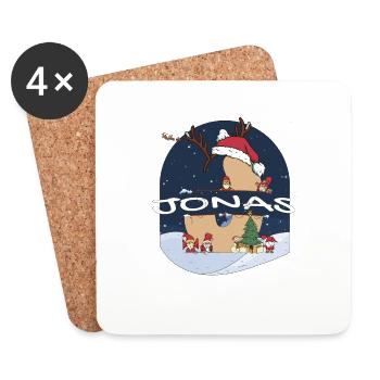 Toller Jonas Name mit Weihnachtsmütze im Weihnachtsthema - Untersetzer (4er-Set) - Weiß - Vorne