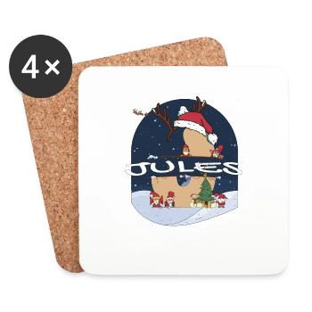 Awesome Jules Name w Santa Hat in Xmas Theme - Coasters (set of 4) - white - Front