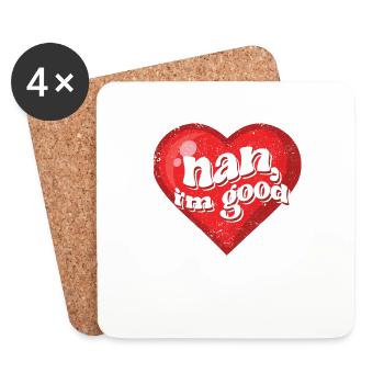 Drôle Anti Saint-Valentin Coeur Single Pride No Me - Dessous de verre (lot de 4) - blanc - Devant