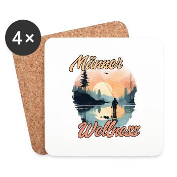 Männer Angel Shirt Fliegenfischen Männer Wellness - Untersetzer (4er-Set) - Weiß - Vorne