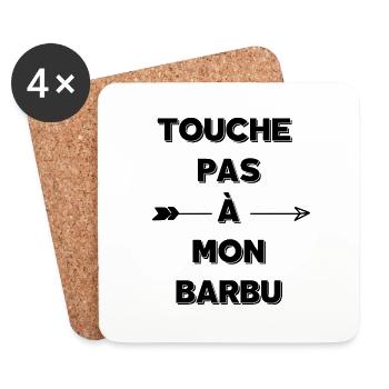 Touche pas à mon barbu - Dessous de verre (lot de 4) - blanc - Devant