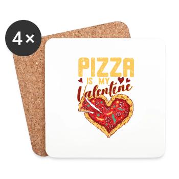 La pizza est ma Saint-Valentin Drôle de Saint-Valentin - Dessous de verre (lot de 4) - blanc - Devant