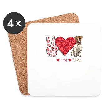 Peace Love Jack Russell Terrier Dog Lover - Coasters (set of 4) - white - Front