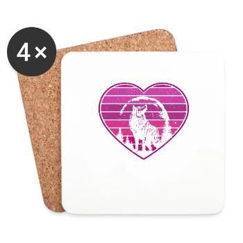 Wolf Lover Lustig Valentinstag Vintage Niedlich - Untersetzer (4er-Set) - Weiß - Vorne