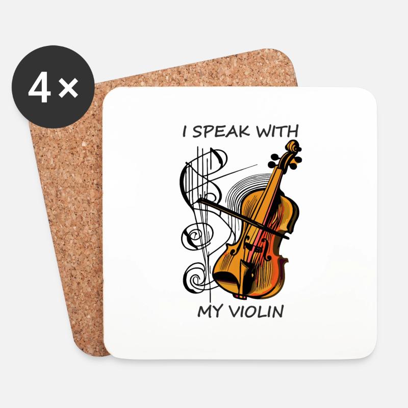VIOLINE ICH SPRECHE MIT MEINER VIOLINE - Untersetzer (4er-Set) - Weiß