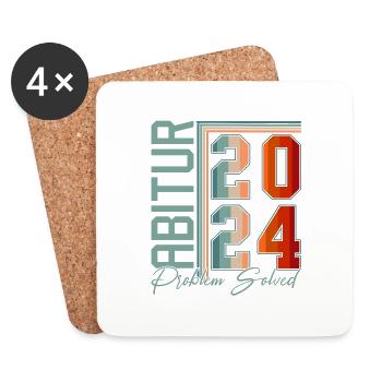 Abitur Abi 2024 Abiturienten Abschluss Geschenk - Untersetzer (4er-Set) - Weiß - Vorne