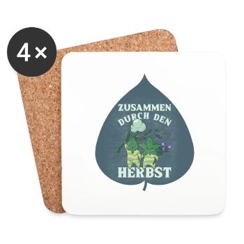 Ensemble à travers le cadeau de feuilles d’automne - Dessous de verre (lot de 4) - blanc - Devant