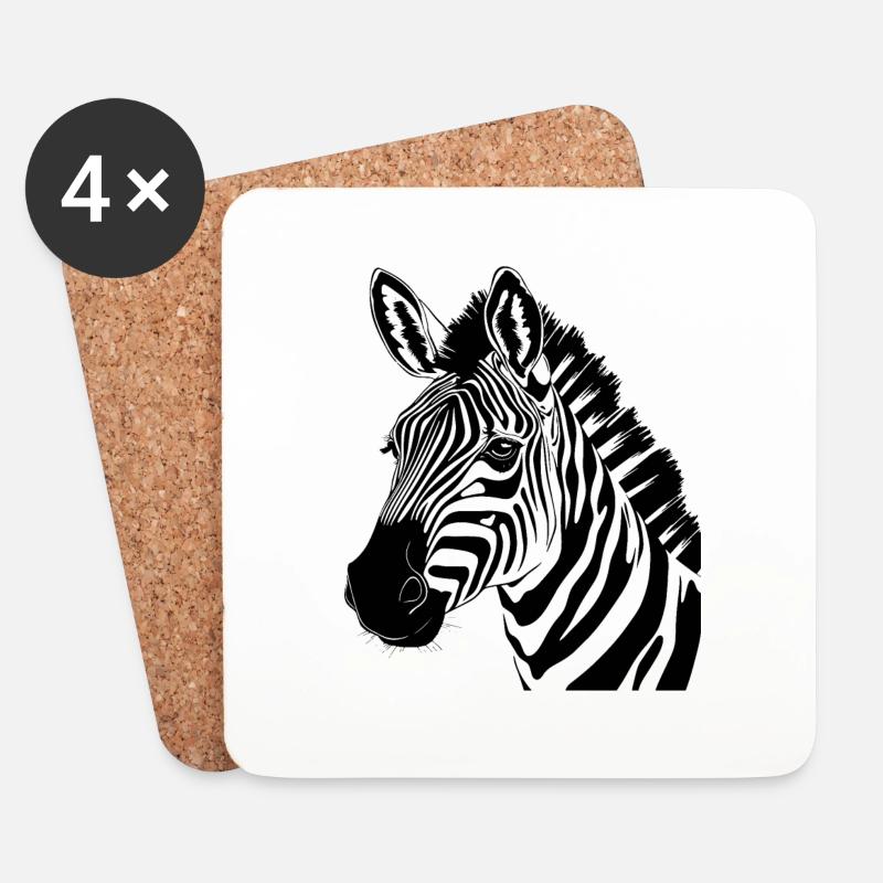 zebra kopf - Untersetzer (4er-Set) - Weiß
