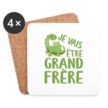 Je Vais être grand frère, Cadeau Grand Frère - Dessous de verre (lot de 4) - blanc - Devant