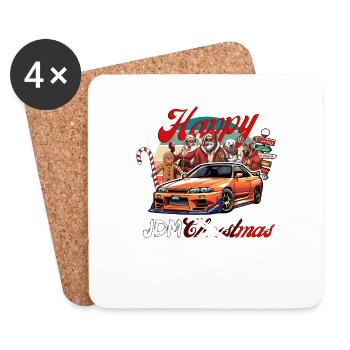 Jdm christmas edition / Tuning Mechanic Costume - Coasters (set of 4) - white - Front