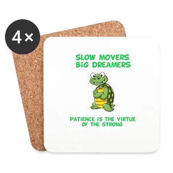 Tortue Slow Movers, Big Dreamers T-shirt - Dessous de verre (lot de 4) - blanc - Devant