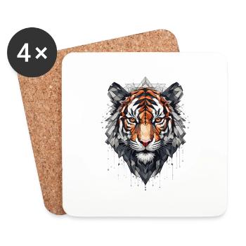 Tiger - Untersetzer (4er-Set) - Weiß - Vorne