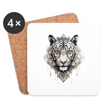 Tiger - Untersetzer (4er-Set) - Weiß - Vorne