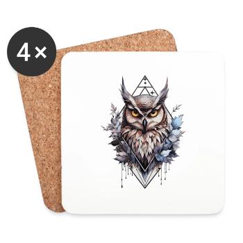 Owl Geometric - Coasters (set of 4) - white - Front