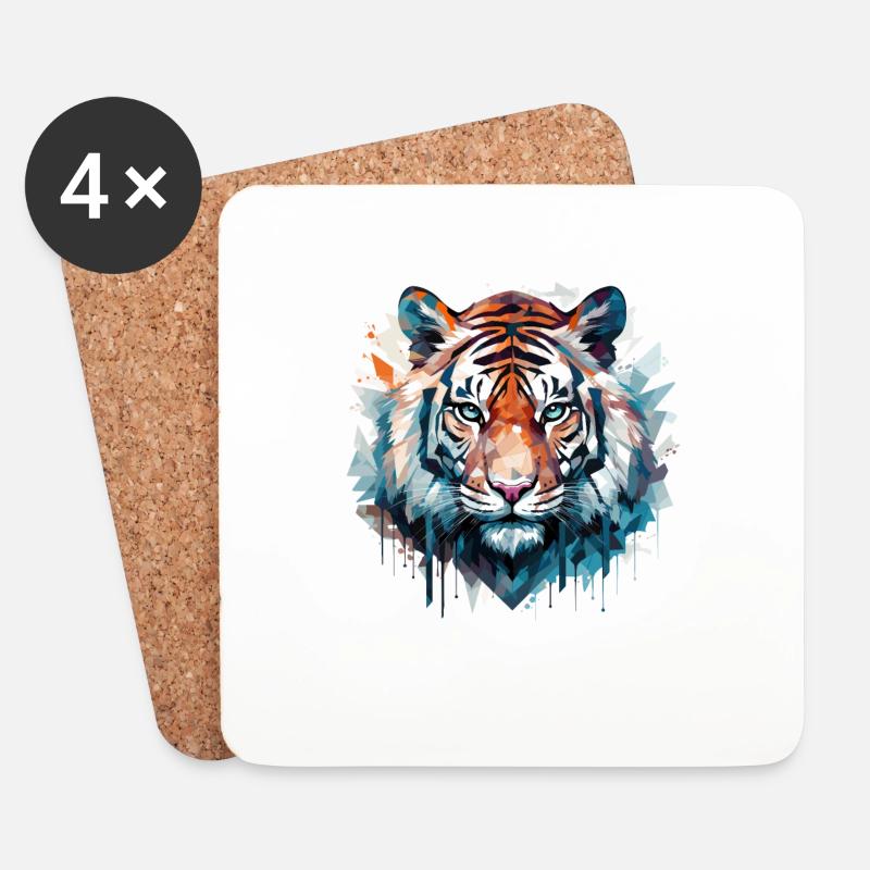Tigre - Dessous de verre (lot de 4) - blanc