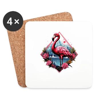 Flamant - Dessous de verre (lot de 4) - blanc - Devant