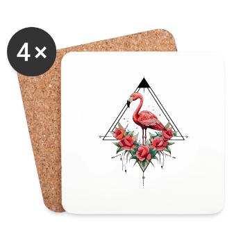 Flamant - Dessous de verre (lot de 4) - blanc - Devant