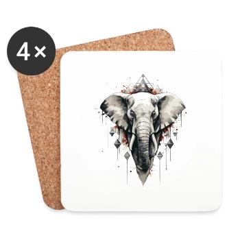 Elephant Geometric - Coasters (set of 4) - white - Front