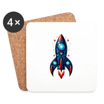 Rocket man in space - Coasters (set of 4) - white - Front