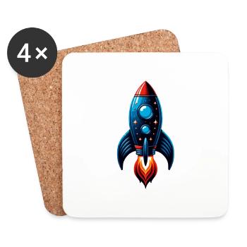 Raketenstarter | Spacemen - Untersetzer (4er-Set) - Weiß - Vorne