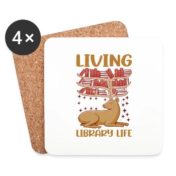 Living The Library Life 3 - Coasters (set of 4) - white - Front