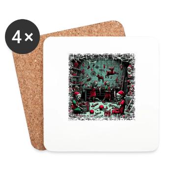 Christmas Secret Santa Horror Zombie Secret Santa Factory - Coasters (set of 4) - white - Front