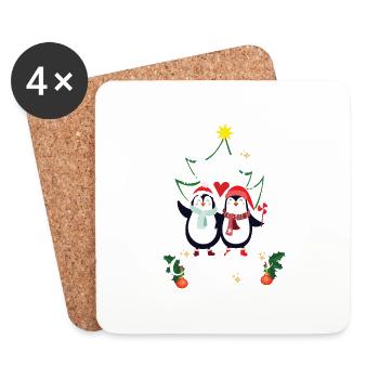 Christmas Penguins Infant First Christmas - Coasters (set of 4) - white - Front