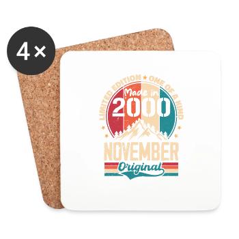 November 2000 Vintage Vintage Retro Anniversary - Coasters (set of 4) - white - Front