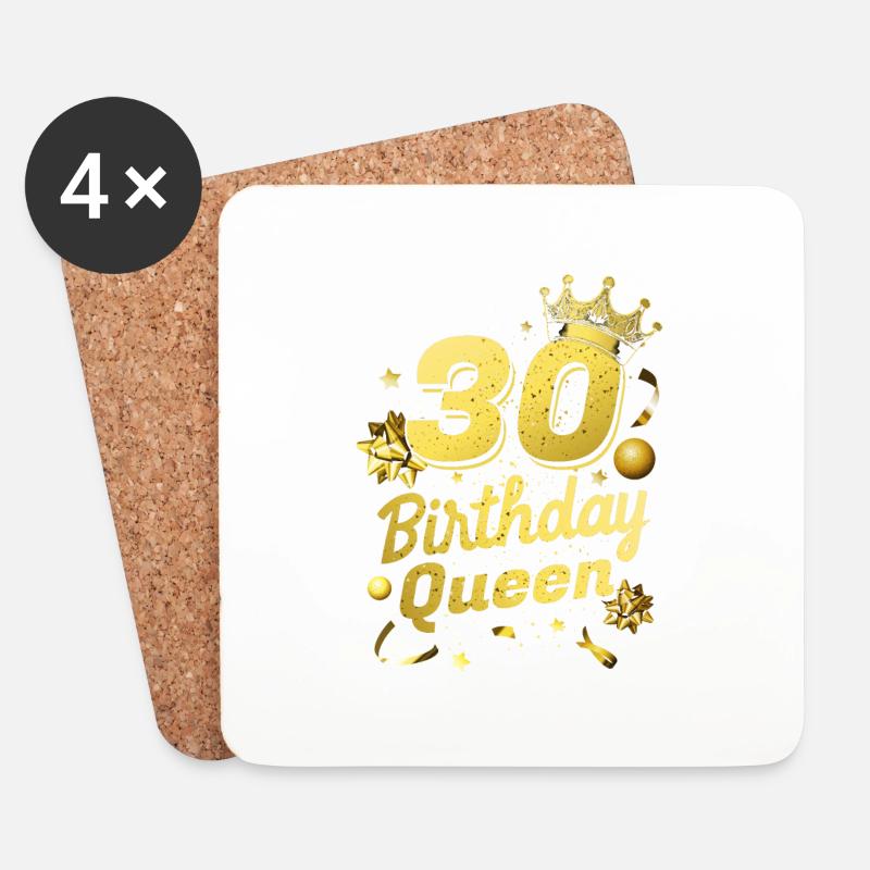 Birthday Queen 30 - Untersetzer (4er-Set) - Weiß