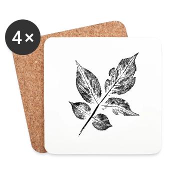 Blatt Holunder (Sambucus) - Untersetzer (4er-Set) - Weiß - Vorne
