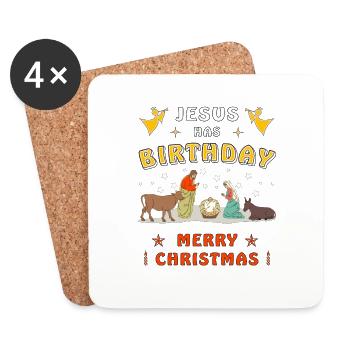 WEIHNACHTEN JESUS HAS BIRTHAY MERRY CHRISTMAS - Coasters (set of 4) - white - Front