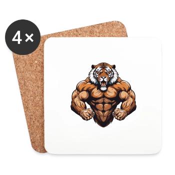 Tiger Muscles Beast Workout Gym - Dessous de verre (lot de 4) - blanc - Devant