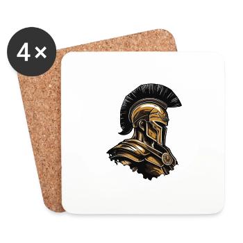 Spartan Gladiator Muscles Musculation - Dessous de verre (lot de 4) - blanc - Devant