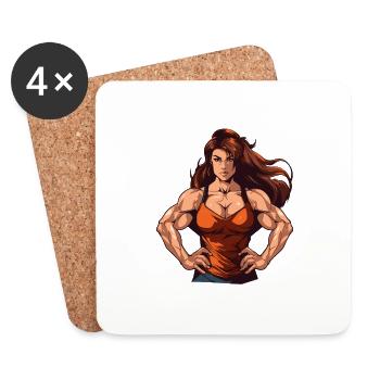 Woman Muscles Bodybuilding Girl - Coasters (set of 4) - white - Front