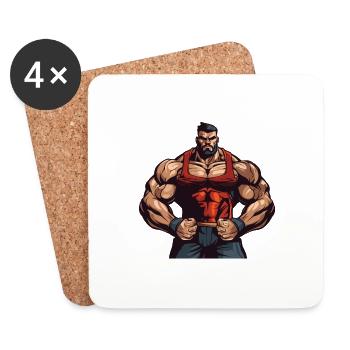 Bodybuilder Muscles Gym Workout - Coasters (set of 4) - white - Front
