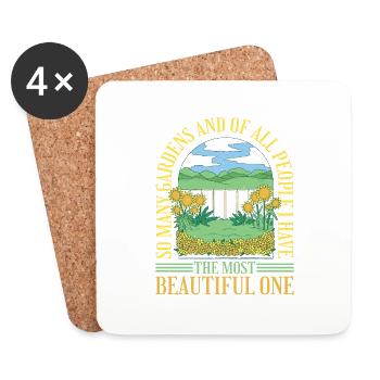 J’ai le plus beau jardin - Dessous de verre (lot de 4) - blanc - Devant