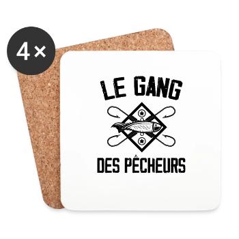 Pêche, Pêcheur, Canne à pêche - Dessous de verre (lot de 4) - blanc - Devant