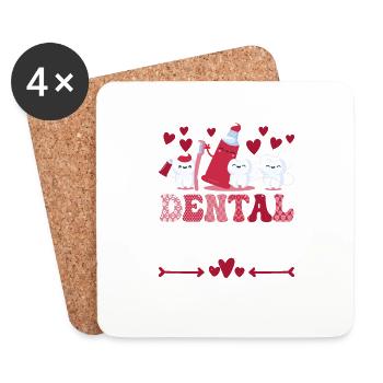 Dentiste assistant dentaire Dentiste heureux - Dessous de verre (lot de 4) - blanc - Devant