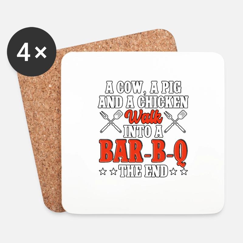 A Cow A Pig And A Chicken Barbeque BBQ - Untersetzer (4er-Set) - Weiß