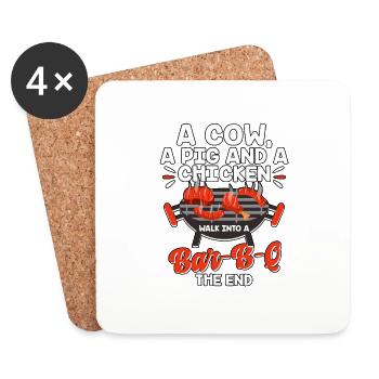 A Cow A Pig And A Chicken Barbeque BBQ - Untersetzer (4er-Set) - Weiß - Vorne