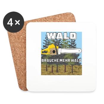 WALD MOTORSÄGE BRAUCHE MEHR WALD - Untersetzer (4er-Set) - Weiß - Vorne
