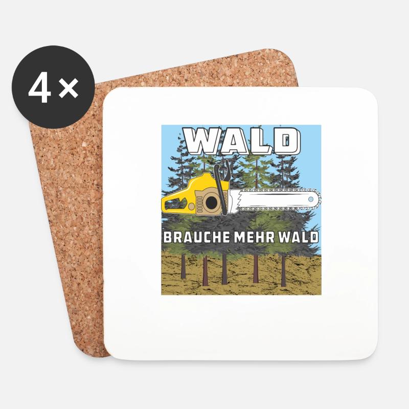 WALD MOTORSÄGE BRAUCHE MEHR WALD - Untersetzer (4er-Set) - Weiß